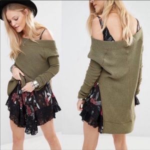 Free People Kate Thermal Long Sleeved Top: Olive Army Camo Green